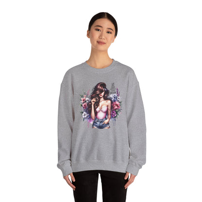 I Am My Own Happily Ever After  Floral Goddess Crewneck Sweatshirt, Cozy Women's Apparel, Boho Style, Gift for Her, Trendy Sweatshirt, Chic Layering Piece