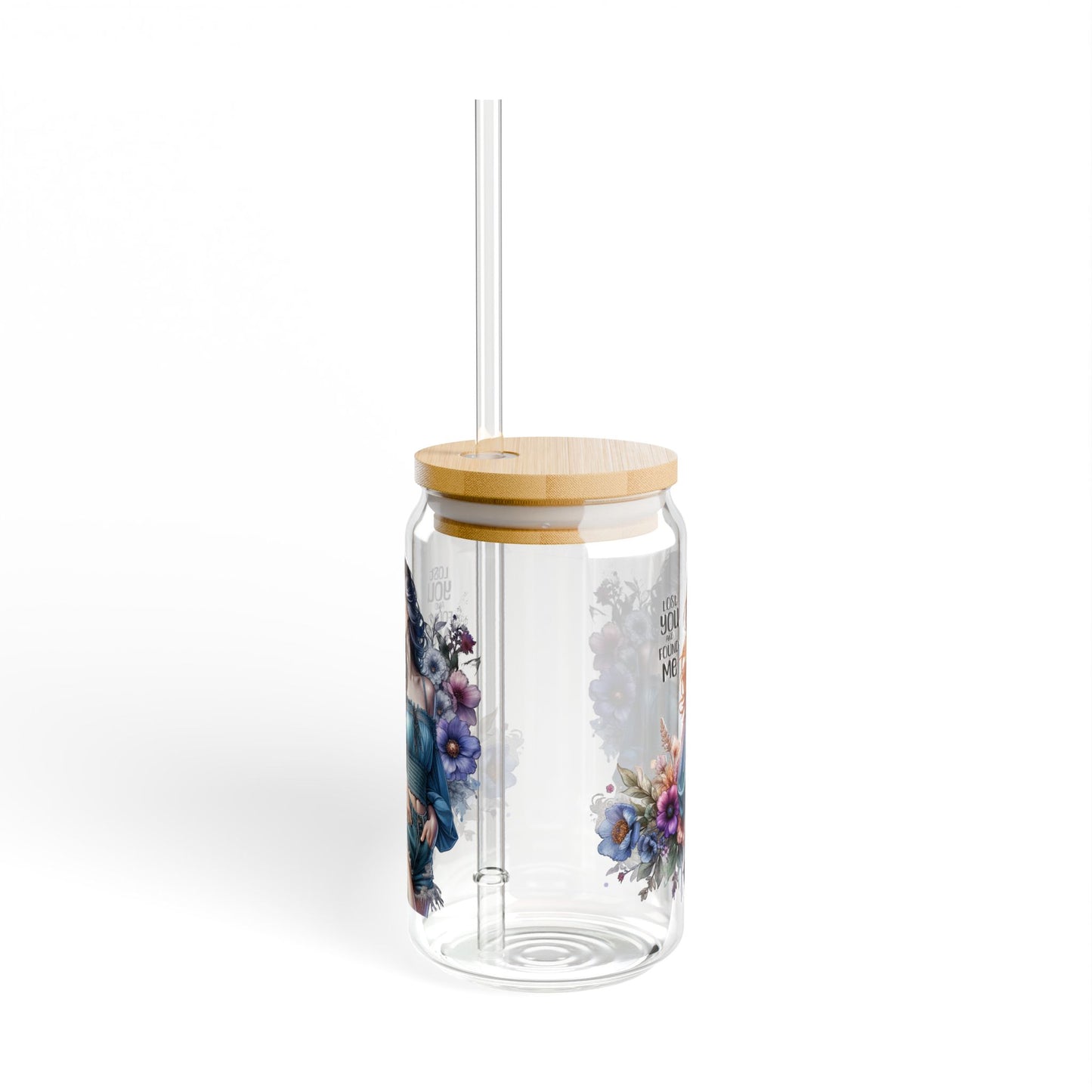 Lost You and Found Me Floral Art Sipper Glass, 16oz | Stylish Hydration for Home, Parties, Gifts, Summer, Eco-Friendly Drinkware