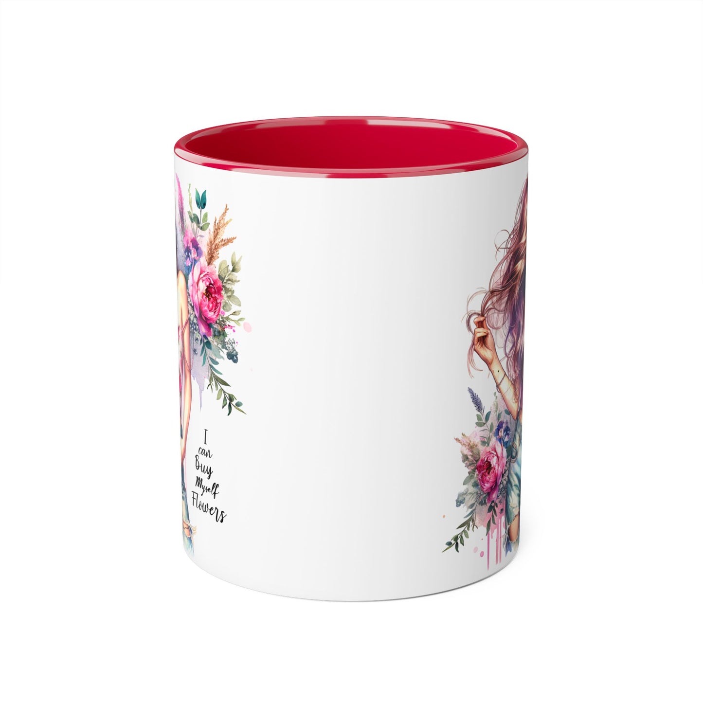 I Can Buy Myself Flowers Bohemian Floral Accent Mug, Inspirational Coffee Cup, Gift for Her, Home Decor, Flower Lover, Self-Care Reminder