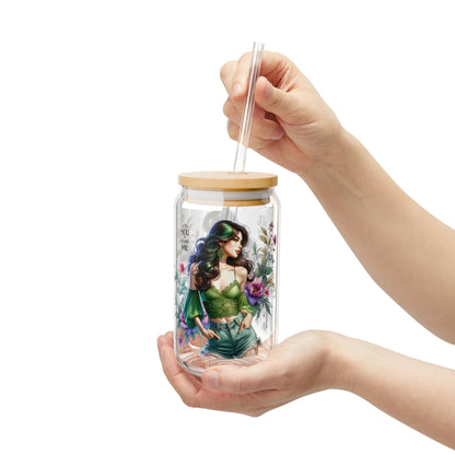 Lost You and Found Me Floral Sipper Glass, 16oz, Eco-Friendly Drinkware, Summer Vibes, Gift for Her, Reusable Beverage Container, Garden Party