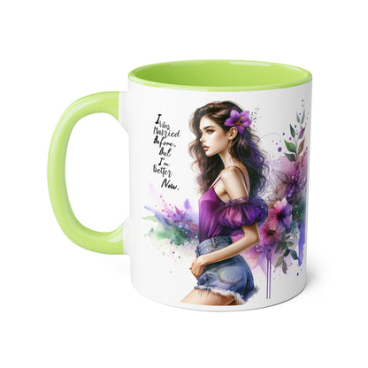 I Was Married Before But I'm Better Now Humoristic Empowered Woman Mug, Inspirational Coffee Cup, Motivational Gift for Her, Affirmation Mug, Unique Artwork Mug