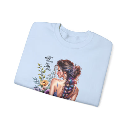 I Don`t  Make Mistakes, I Just Date Them Floral Illustration Crewneck Sweatshirt, Cozy Gift for Her, Casual Fashion, Spring Wardrobe Essential, Art Lover Apparel
