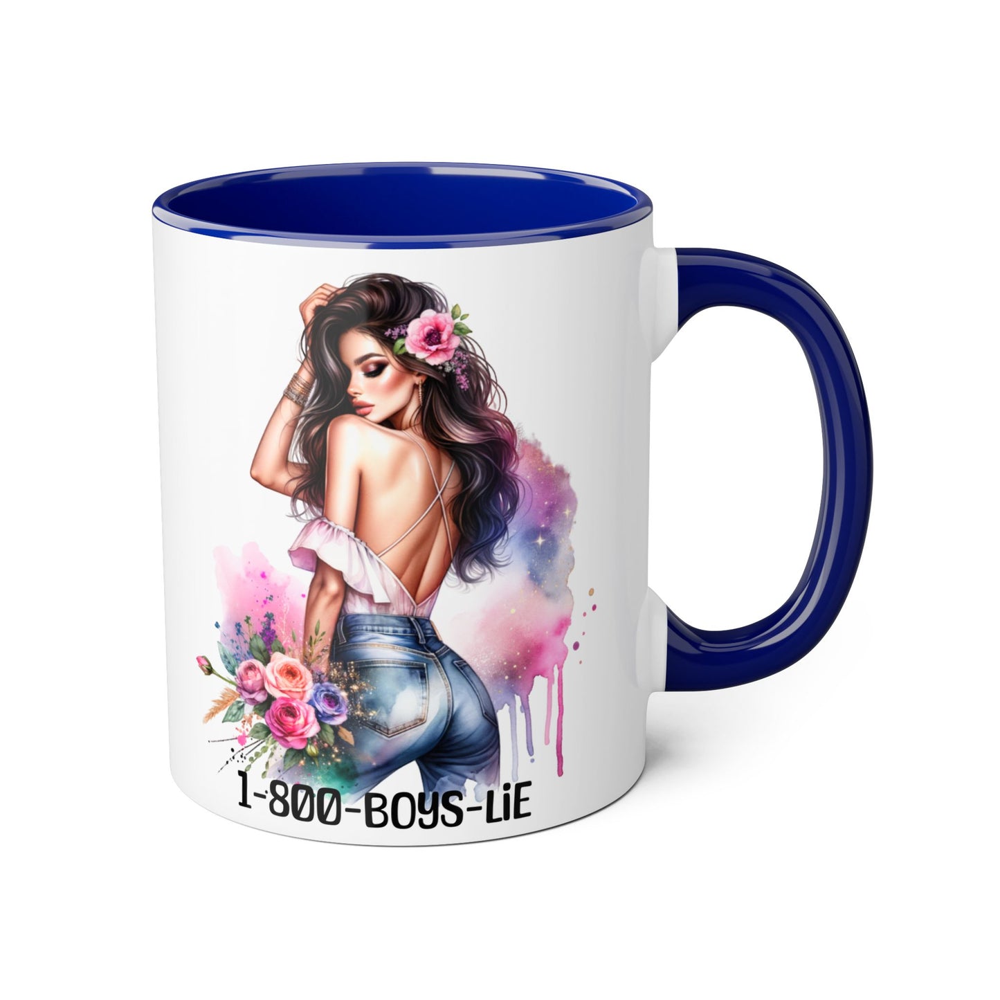 Stylish Accent Mugs, 11oz - Fun Gift for Friends, 1-800-BOYS-LIE, Coffee Lover Present, Unique Mug for Selfies