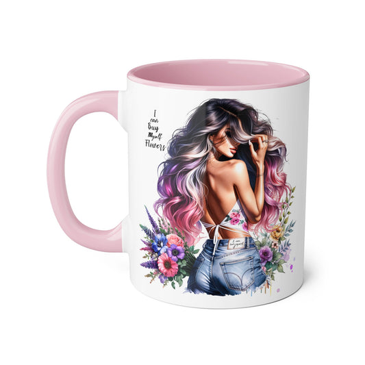 I Can Buy Myself Flowers Floral Accent Mug, Trendy Coffee Cup for Flower Lovers, Gift for Garden Enthusiasts, Home & Office Decor, Unique Floral Design