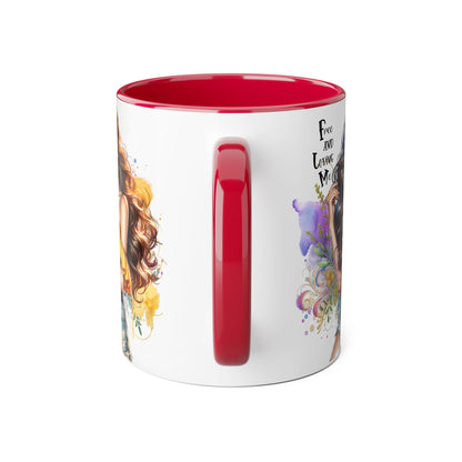 Free Spirit Accent Mug, Boho Coffee Cup, Inspirational Gift, Art Lover's Mug, Unique Home Decor, Stylish Drinkware