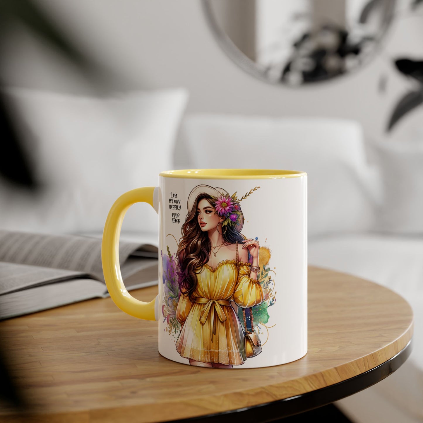 I Am My Own Happily Ever After Empowered Woman Accent Mug - 11oz Black Trim | Inspirational Coffee Cup | Perfect Gift for Friends & Self-Care