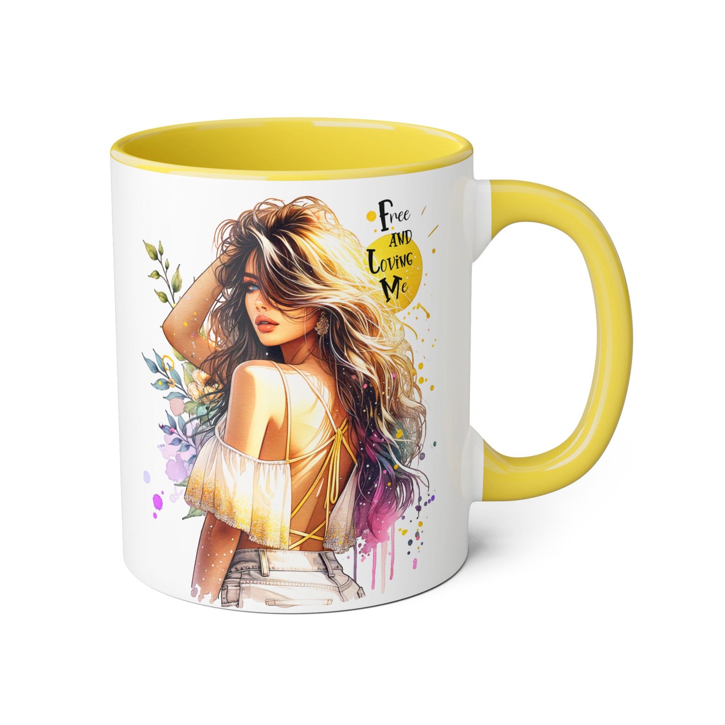 Free and Loving Me Boho Chic Accent Mug, Inspirational Coffee Cup, Free and Living Me, Gift for Her, Art Print Mug, Home Decor