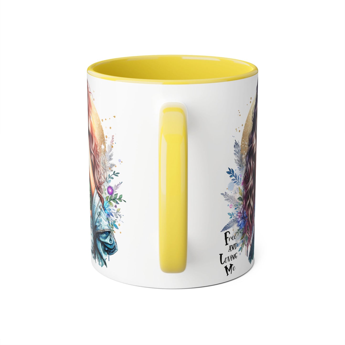 Artistic Accent Mug, Colorful Coffee Cup, Unique Gift for Her, Dreamy Floral Design, Ideal for Birthdays, Self-Care Moments