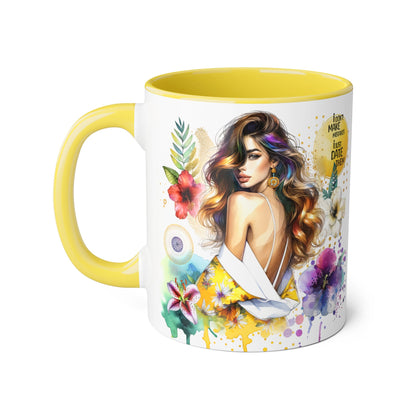I Don't Make Mistakes, I Date Them Vibrant Floral Accent Mugs - Coffee Lovers Gift, Artful Drinkware, Unique Home Decor, Birthday Present, Inspirational Mug