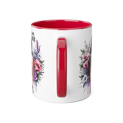 Game Over Floral Accent Mug - 11oz, Coffee Cup for Her, Gift for Gamers, Fun Tea Mug, Unique Kitchen Decor, Women’s Gift Idea