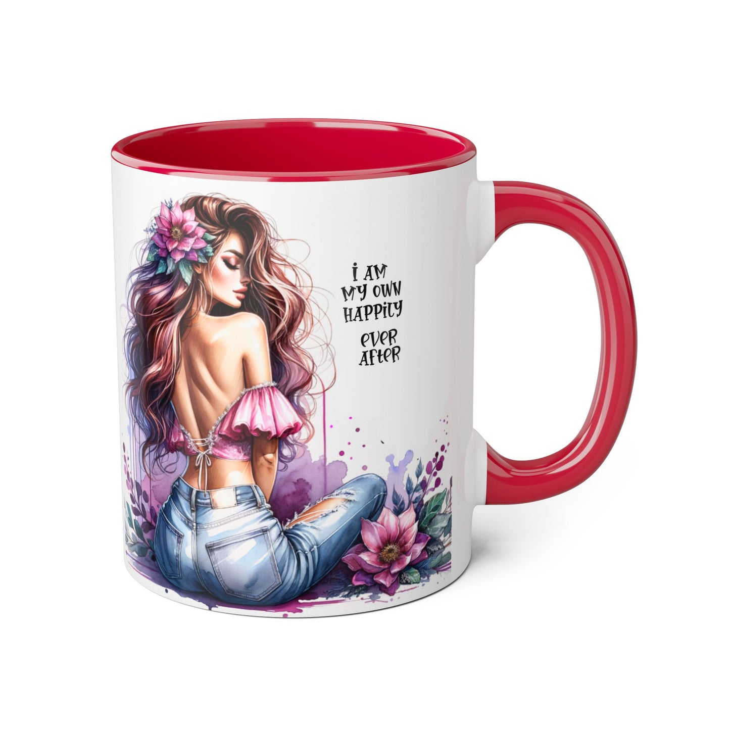 I Am My Own Happily Ever After Chic Inspirational Coffee Mug, Stylish Floral Accent Cup, Motivational Gift for Her, Self-Love Tea Mug, Perfect for Birthdays & Relaxation