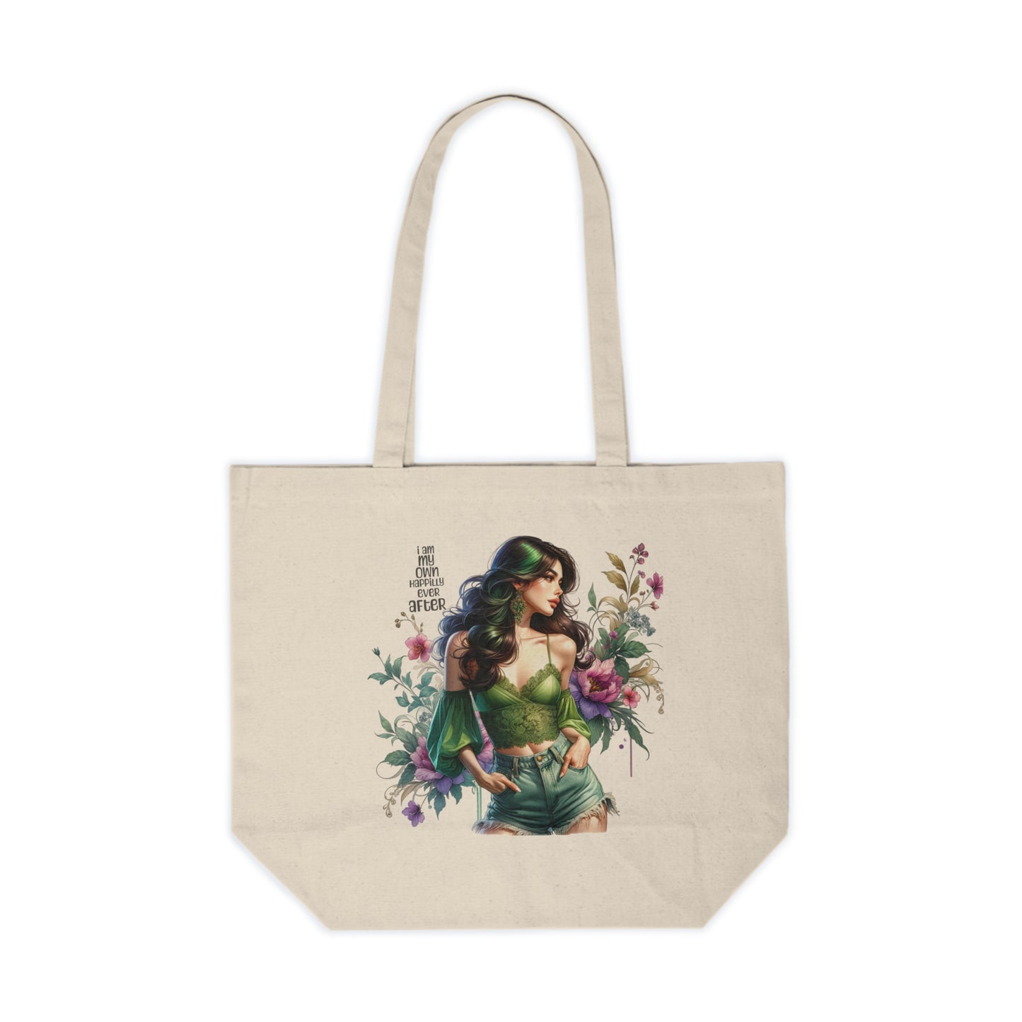 I Am My Own Happily Ever After  Empowering Floral Tote Bag with Inspirational Quote, Canvas Shopping Bag, Reusable Grocery Tote, Eco-Friendly Gift for Women, Everyday Use