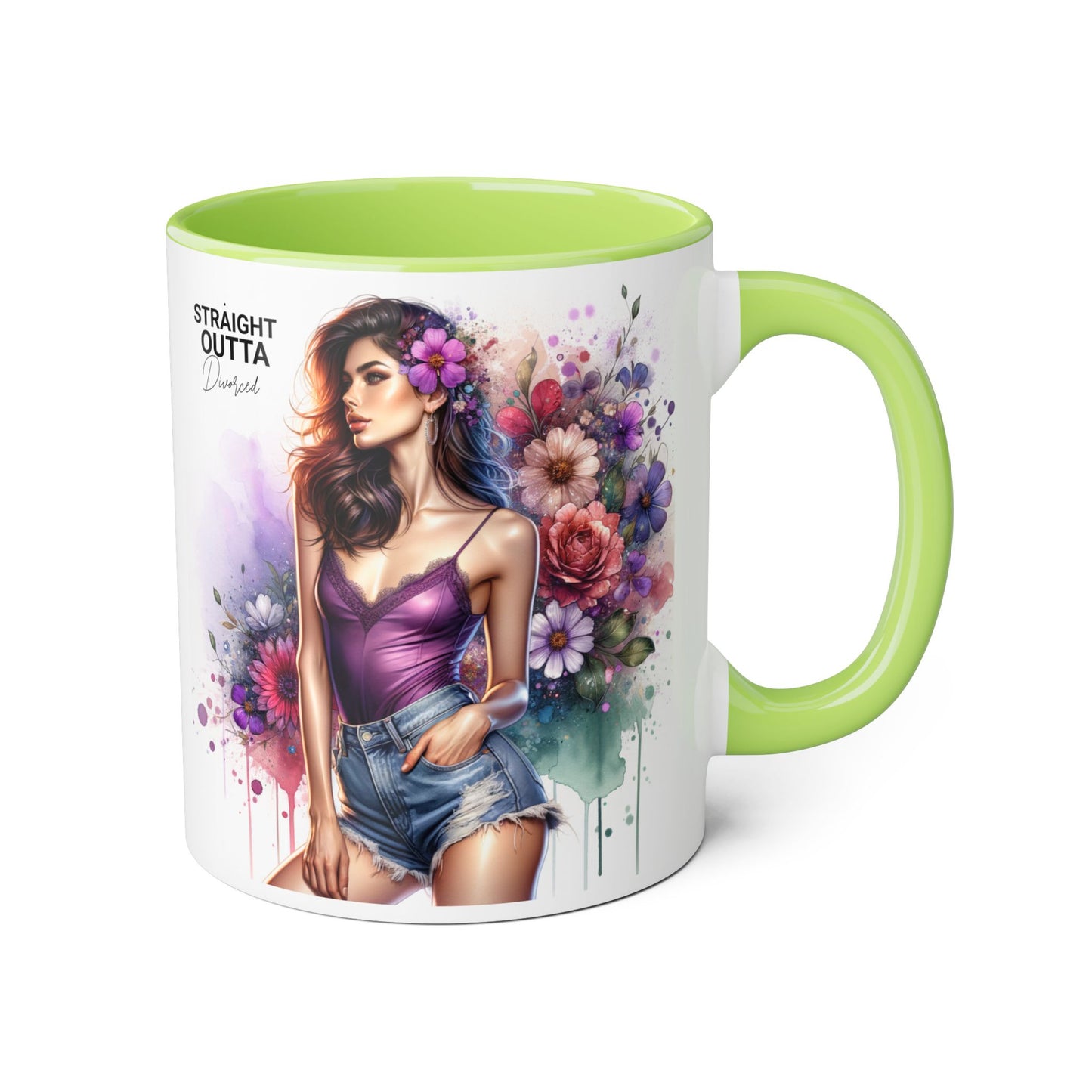 Straight Outta Divorced Humoristic Floral Art Accent Mug, Straight Outta, Gift for Her, Coffee Lover, Home Décor, Unique Tea Cup, Birthday Present