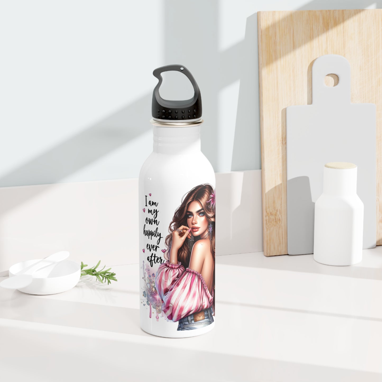 I Am My Own Happily Ever After Chic Stainless Steel Water Bottle with Inspiring Quotes | Stylish Hydration for Women | Perfect Gift for Birthdays, Self-Care, and Wellness