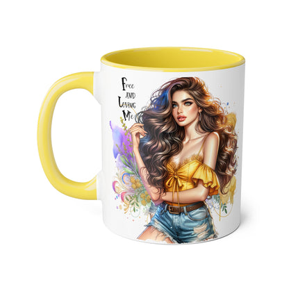 Free Spirit Accent Mug, Boho Coffee Cup, Inspirational Gift, Art Lover's Mug, Unique Home Decor, Stylish Drinkware
