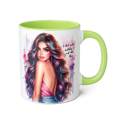 I Don't Make Mistakes, I Date Them Vibrant Accent Mug, Inspirational Coffee Cup, Artful Drinkware, Gift for Her, Motivational Mug, Home Decor, Unique Ceramic Cup