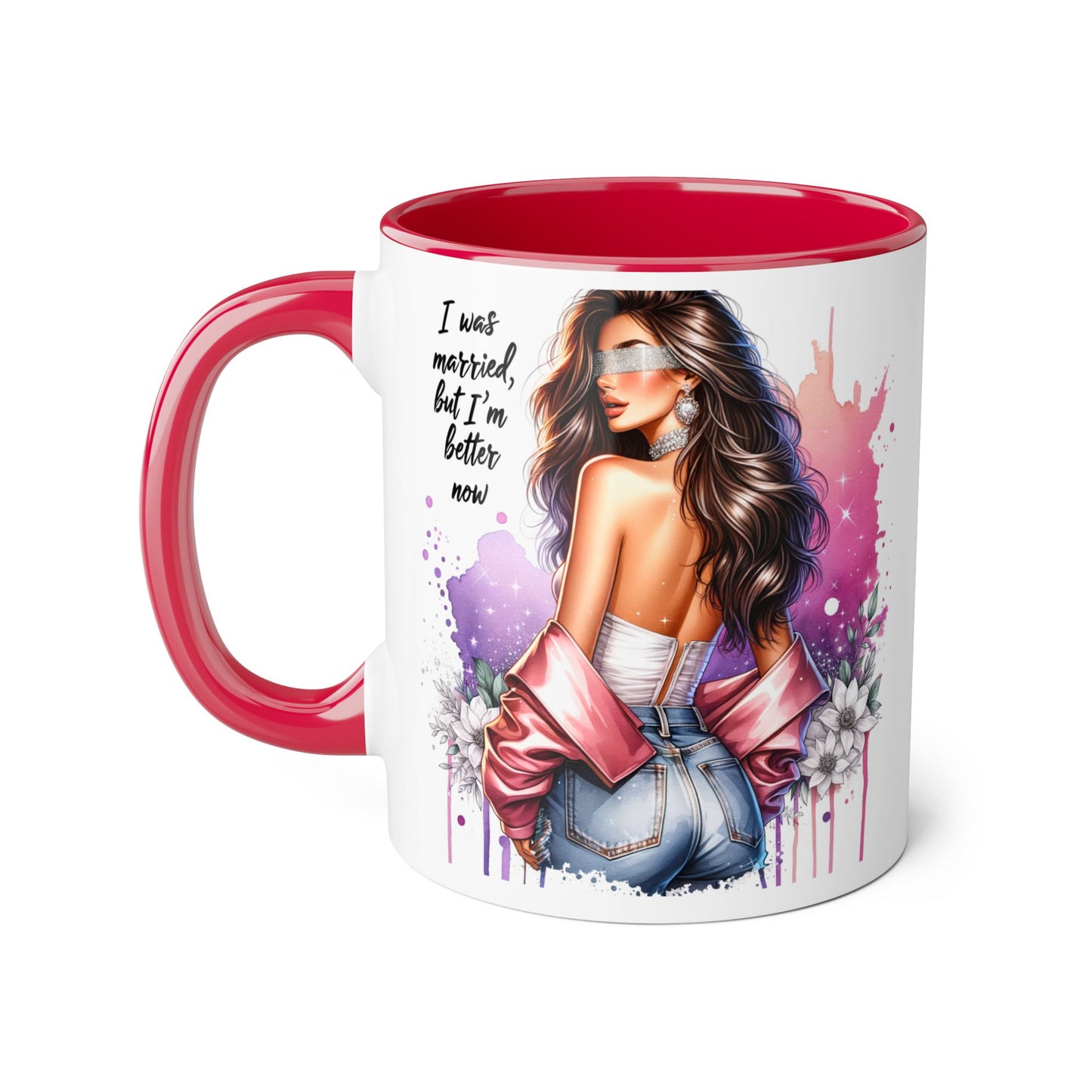 I Was Married Before But I'm Better Now Humoristic Empowered Woman Accent Mug - Inspirational Coffee Cup, Gift for Her, Motivational Mug, Self-Love Reminder, Unique Office Decor