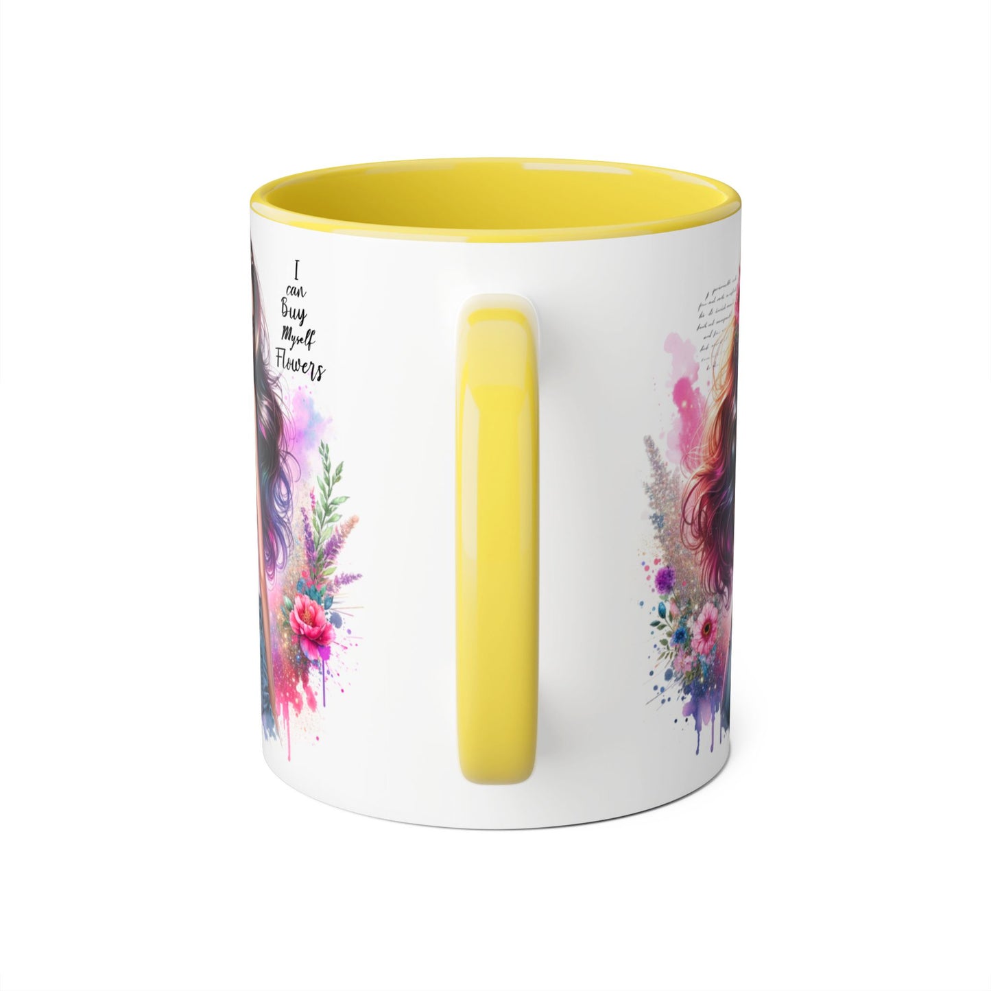 I Can Buy Myself Flowers Floral Art Coffee Mug, Botanical Gift for Her, Colorful Mug for Tea, Art Lover Present, Inspirational Quote Cup