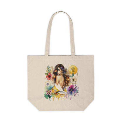 I Am My Own Happily Ever  After Beautiful Floral Canvas Shopping Tote Bag, Eco-Friendly, Reusable Grocery Bag, Perfect for Gifts, Beach or Everyday Use