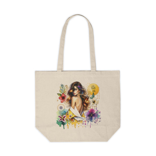 I Am My Own Happily Ever  After Beautiful Floral Canvas Shopping Tote Bag, Eco-Friendly, Reusable Grocery Bag, Perfect for Gifts, Beach or Everyday Use