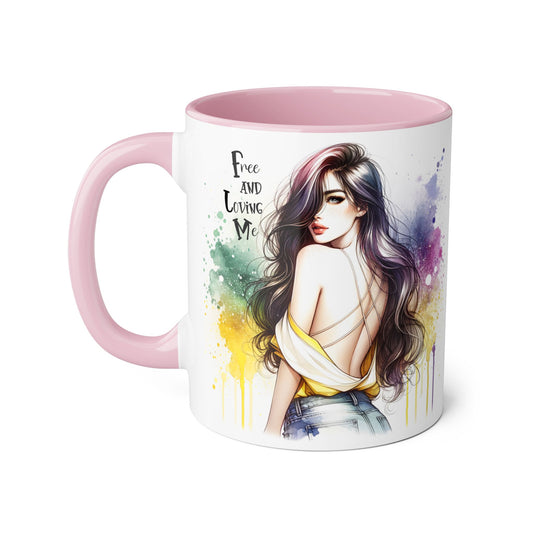 Colorful Artistic Coffee Mug - 'Free and Loving Me', Unique Gift for Art Lovers, Sassy Mugs, Home Decor, Birthday Gift, Inspirational Cup
