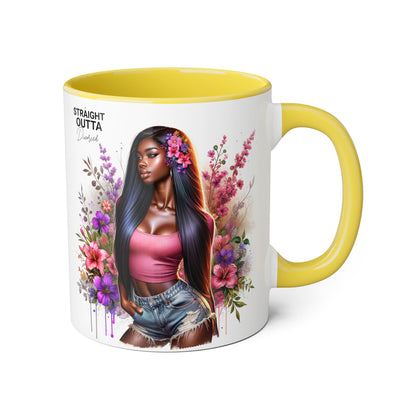 Straight Outta Divorced Humoristic Floral Accent Mug