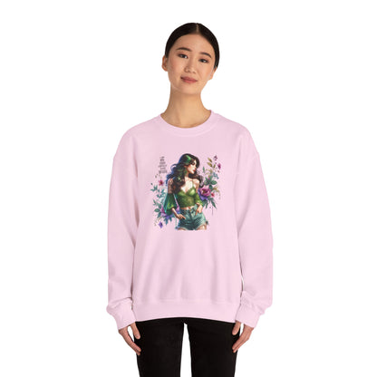 I Am My Own Happily Ever After  Heroine Floral Sweatshirt | Unisex Cozy Crewneck, Gift for Her, Vintage Style, Plant Lover's Apparel, Superhero Inspired