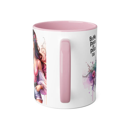 Bohemian Accent Mug, Be My Peace or Peace Out Gift, Artistic Coffee Mug, Floral Coffee Cup, Gift for Her