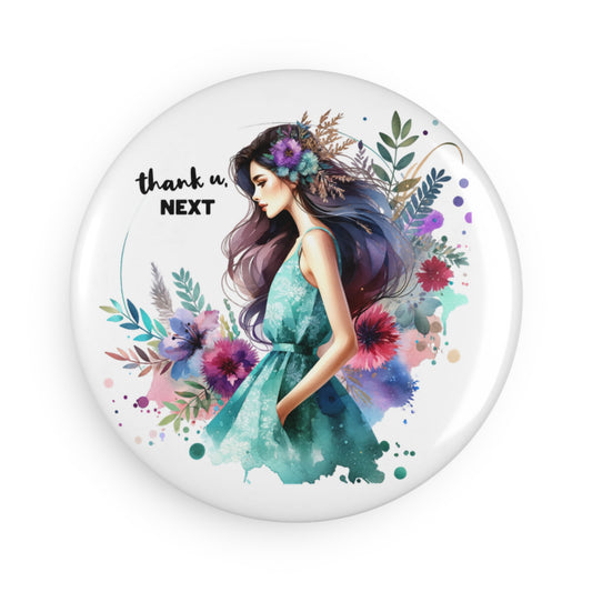 Thank U, Next  Decorative Round Magnet, Gifts for Her, Refrigerator Decor, Chic Home Accessory, Unique Birthday Gift