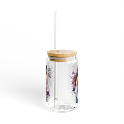 Lost You and Found Me Stylish Sipper Glass, 16oz | Trendy Drinkware for Home, Gifts, Summer Parties, Eco-Friendly, Floral Design