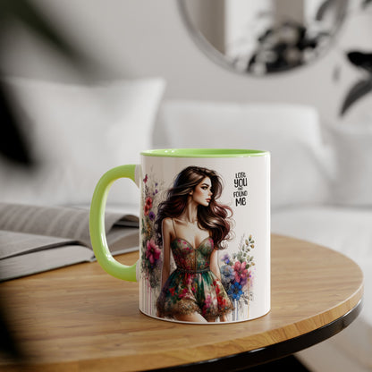 Lost You and Found Me Floral Accent Mug, Coffee Cup Gift for Her, Inspirational Drinkware, Home Decor, Birthday Present