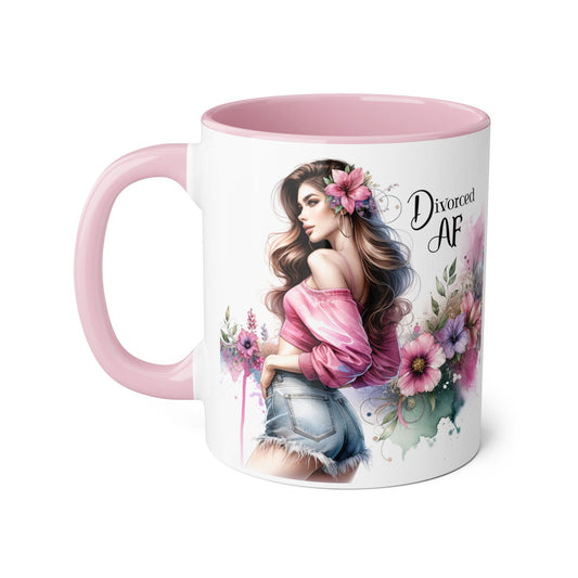 Divorced AF Accent Mug | Gift for Newly Divorced Friends | Sassy Coffee Cup | Floral Design | Unique Divorce Party Favor
