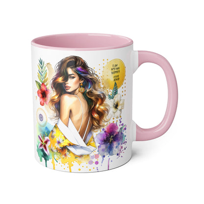 I Am My Own Happily Ever After Inspirational Floral Accent Mug - 11oz Motivational Coffee Cup for Women