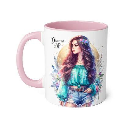 Divorced AF Accent Mug | Inspirational Coffee Cup, Gift for Divorcee, Self-Care, Empowering Drinkware
