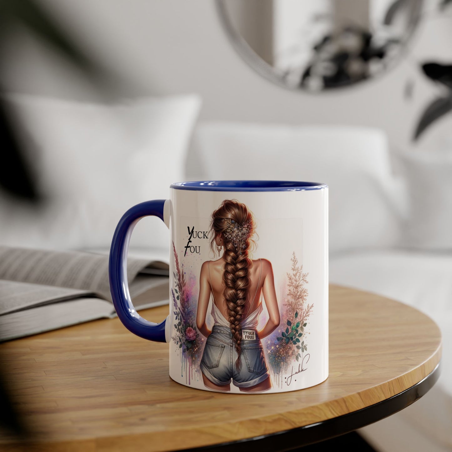 Yuck Fou Stylish Floral Accent Mug, Gift for Friends, Motivational Coffee Cup, Cute Home Decor, Art Lover's Mug, Perfect for Holidays