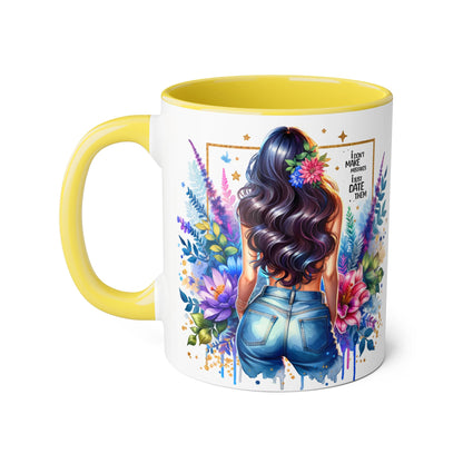 I Don't Make Mistakes, I Date Them Floral Aesthetic Mug, Vibrant Coffee Cup Gift, Boho Decor, Nature Lover, Inspirational Quote, Home Office Accessory