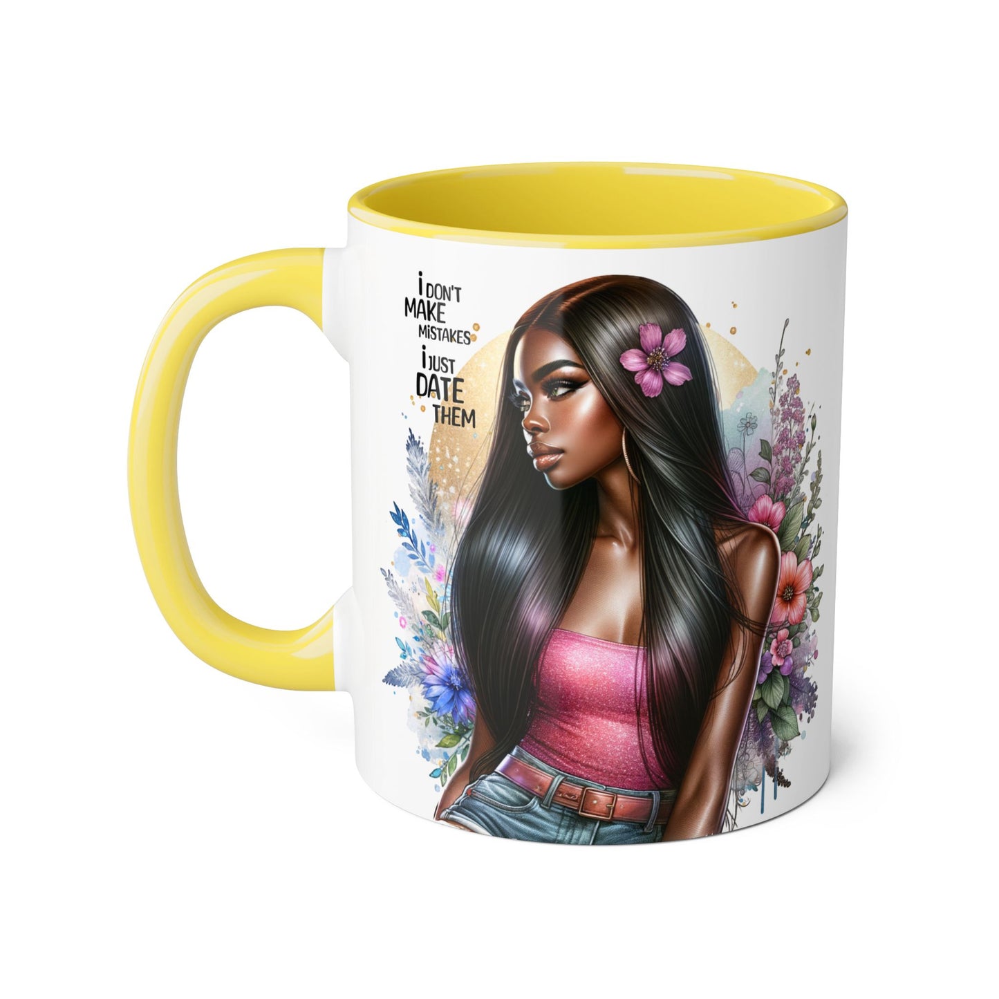 I Don't Make Mistakes, I Date Them Gorgeous Floral Accent Mugs | Perfect Gift for Coffee Lovers | Stylish Home Decor | Unique Birthday, Anniversary, or Just Because Gift