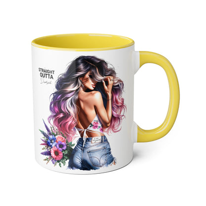 Straight Outta Divorced Humoristic Chic Accent Mugs for Trendy Coffee Lovers | Floral Design, Gifts for Her, Home Decor, Unique Kitchenware, Straight Outta Mug