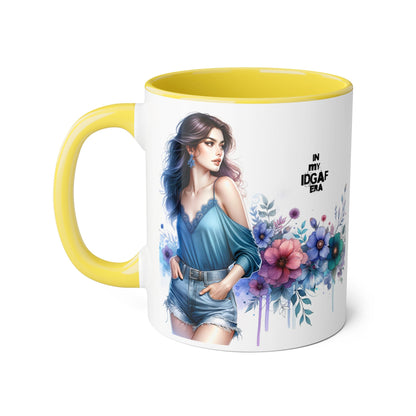Chic IDGAF Accent Mug, Floral Art, Gift for Her, Coffee Lover, Unique Decor, Trendy Mug, Self-Care Gift