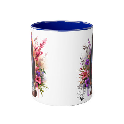 Single AF Floral Portrait Accent Mug, Unique Gift for Coffee Lovers, Home Decor, Self-Care, Birthday, Floral Art Mug, Artistic Coffee Cup