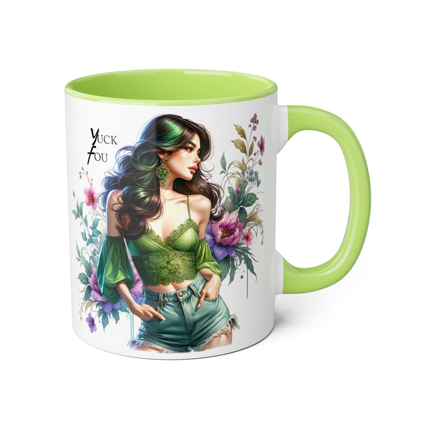 Yuck Fou Vibrant Accent Mug with Floral Design, Gift for Coffee Lovers, Artistic Coffee Mug, Unique Home Decor, Birthday Present, Tea Mug