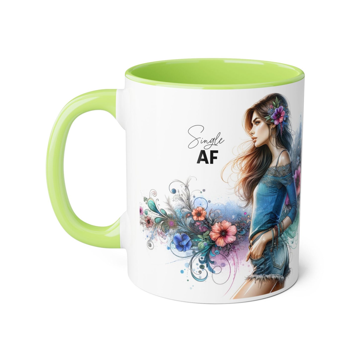 Stylish Accent Mug, Coffee Lover Gift, Floral Design Mug, Trendy Drinkware, Unique Gift for Her, Simple AF Mug