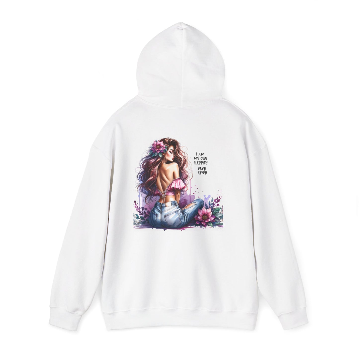 I Am My Own Happily Ever After Flower Power Unisex Heavy Blend™ Hooded Sweatshirt - Inspirational Art, Cozy Fashion for Women
