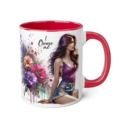 I Choose Me Elegant Floral Accent Mug, Coffee Cup, Tea Mug, Gift for Her, Inspirational Drinkware, Home Decor, Birthday Gift, Art Mug