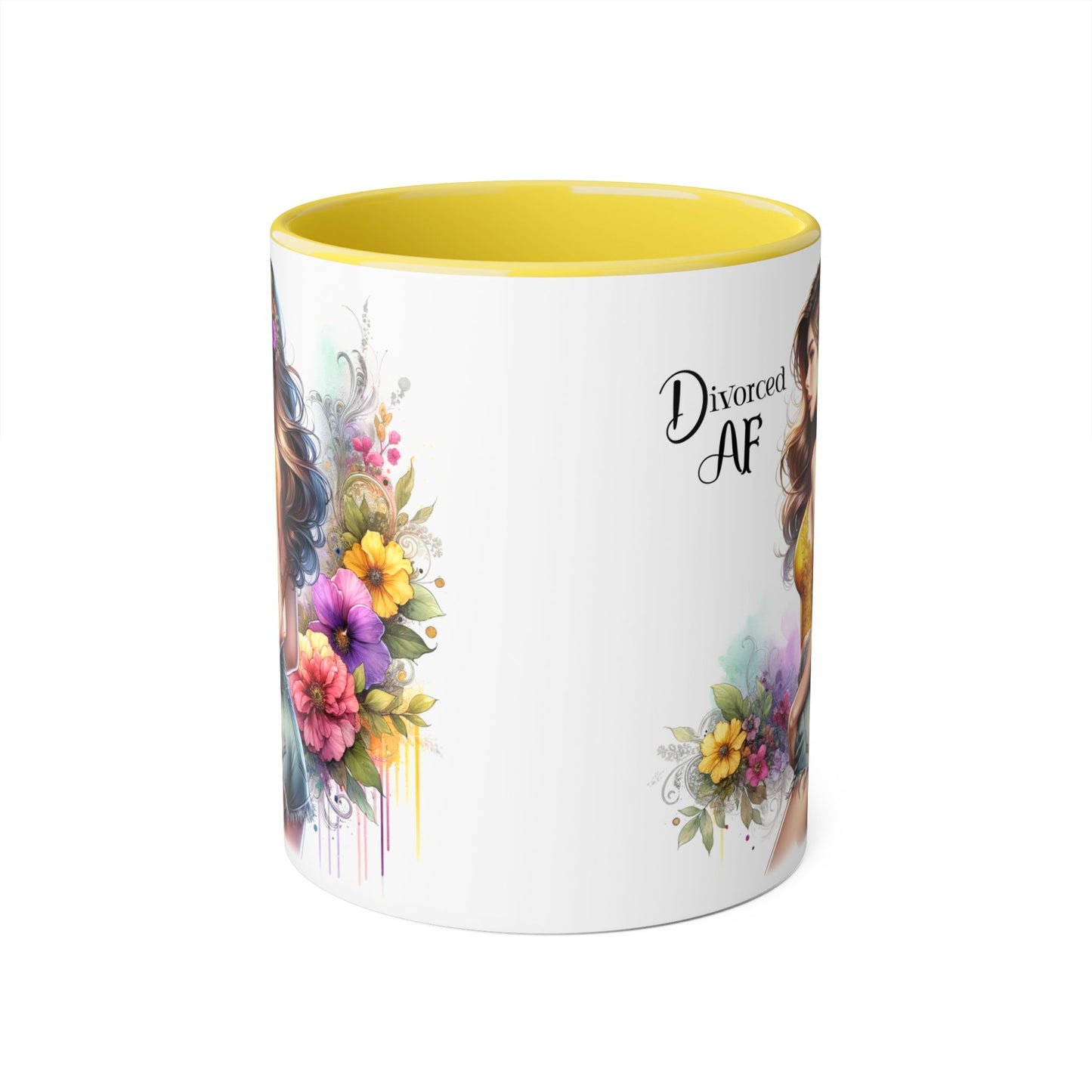 Divorced AF Floral Accent Mug, Humor Coffee Cup, Gift for Divorce Celebration, Self-Love Mug, Unique Present for Her