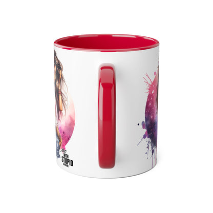 Not With Stupid Anymore Humoristic Artistic Accent Mug - Unique Drinkware for Art Lovers, Perfect Gift for Birthdays, Holidays, or Just Because