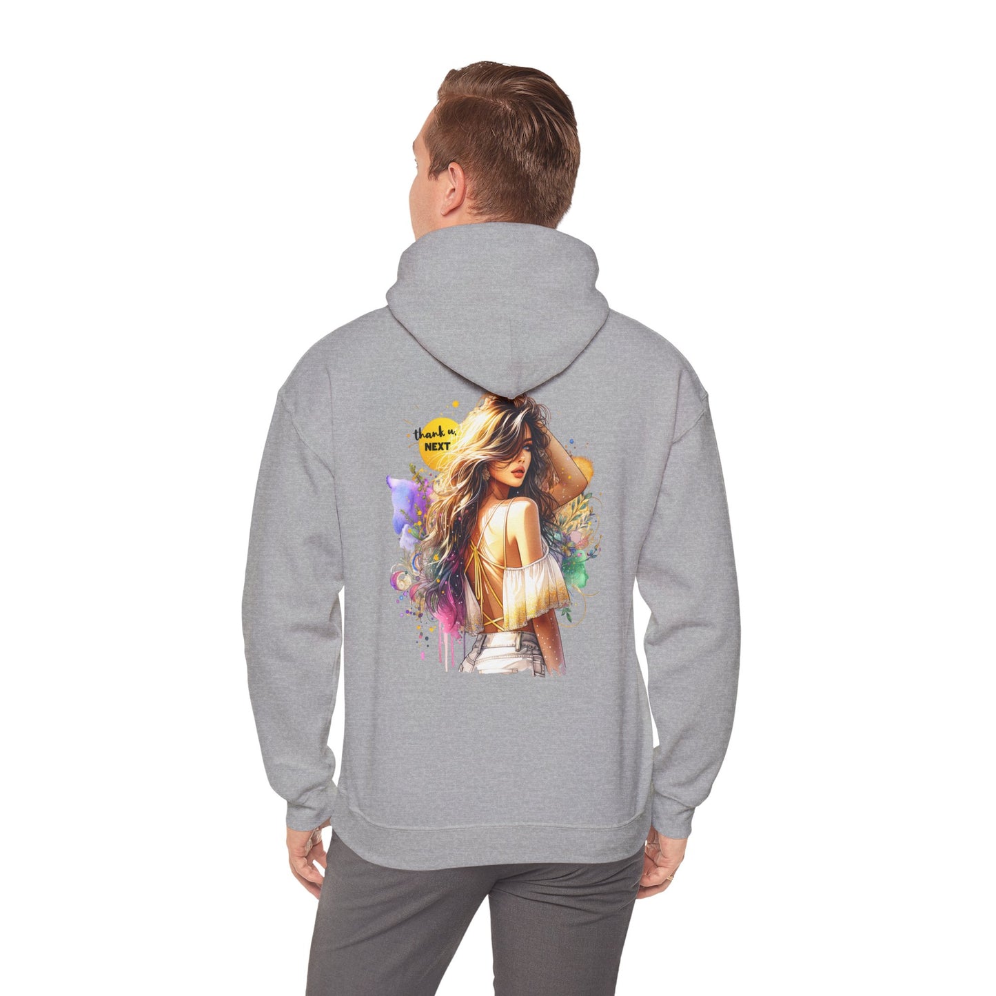 Thank U, Next Vibrant Art Hoodie - Stylish Unisex Sweatshirt with Colorful Design, Casual Wear, Gift Idea for Festivals, Cozy Layering