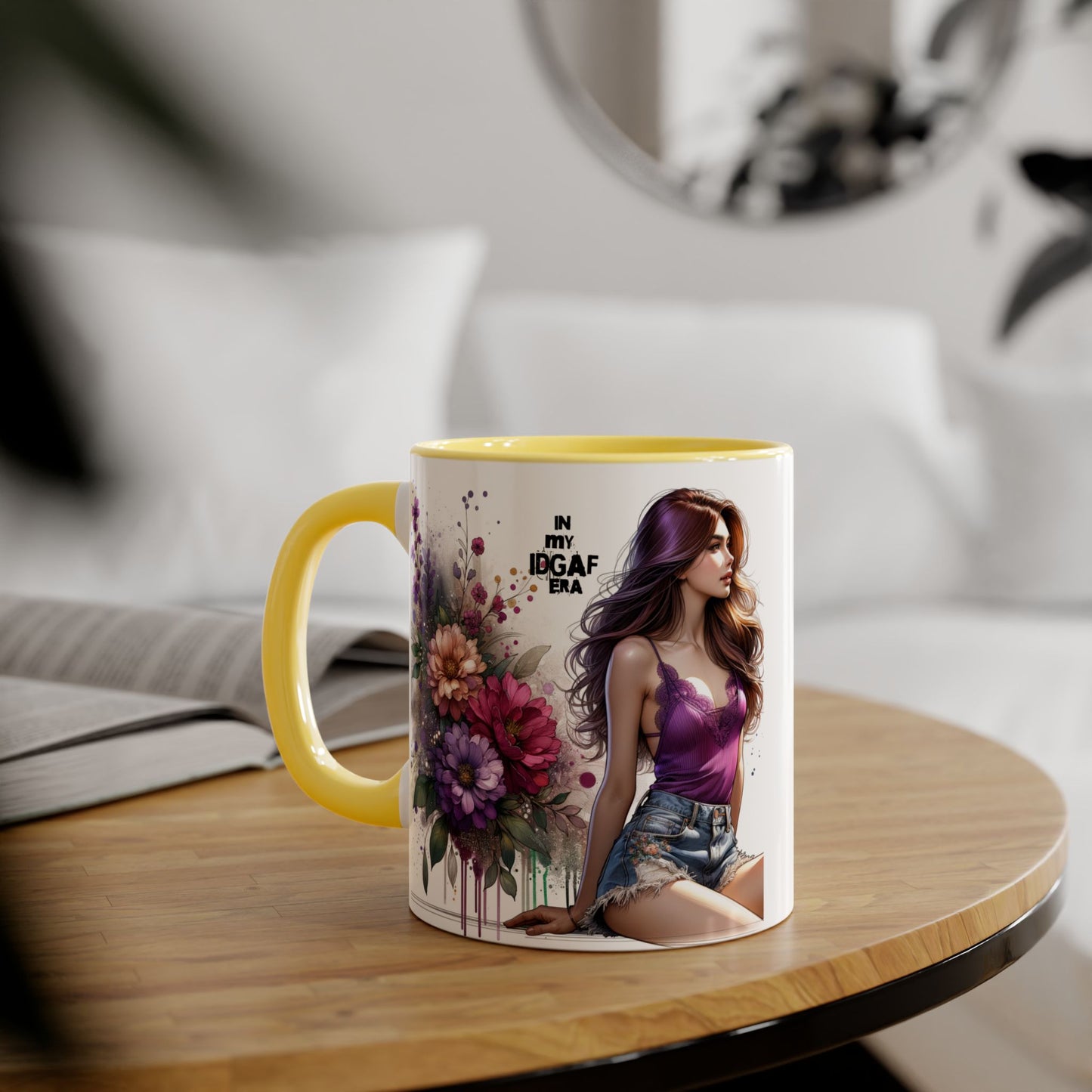 Chic Floral Accent Mug - Perfect for Coffee Lovers, Gift for Her, Home Decor, Floral Art Mug, Unique Drinkware