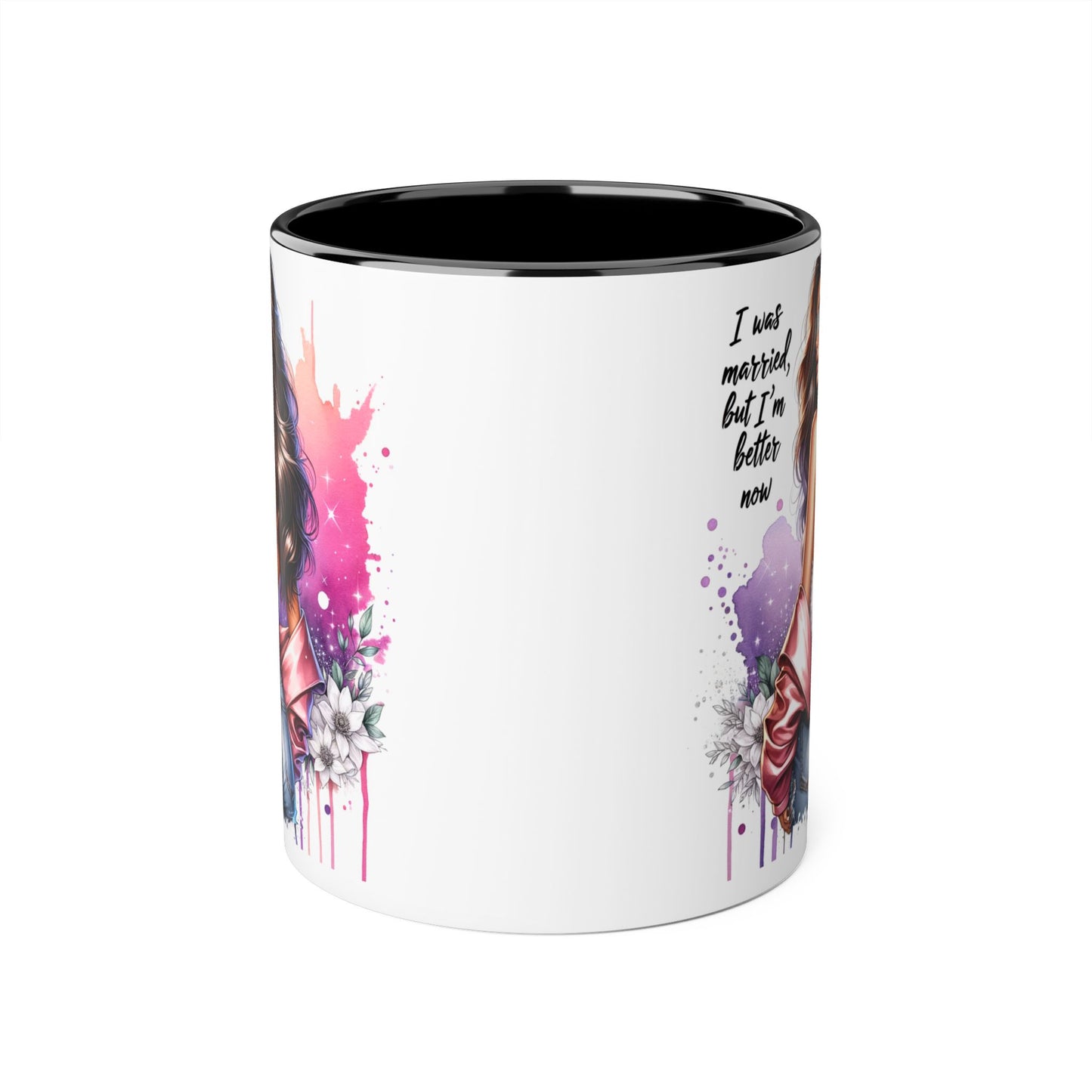 I Was Married Before But I'm Better Now Humoristic Empowered Woman Accent Mug - Inspirational Coffee Cup, Gift for Her, Motivational Mug, Self-Love Reminder, Unique Office Decor