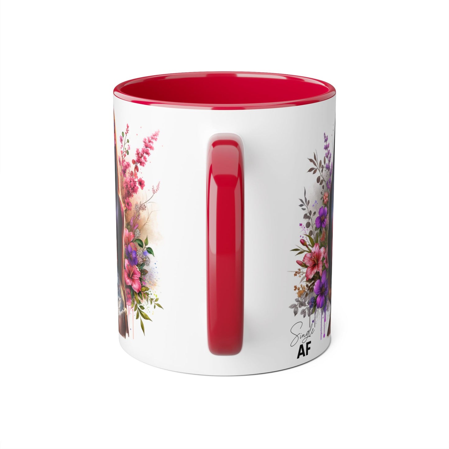 Single AF Floral Portrait Accent Mug, Unique Gift for Coffee Lovers, Home Decor, Self-Care, Birthday, Floral Art Mug, Artistic Coffee Cup
